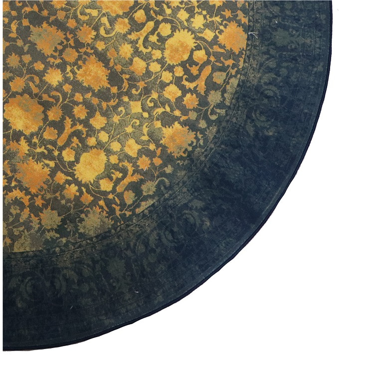 فرش گرد وینتیج 100603 زمینه سرمه ای طلایی